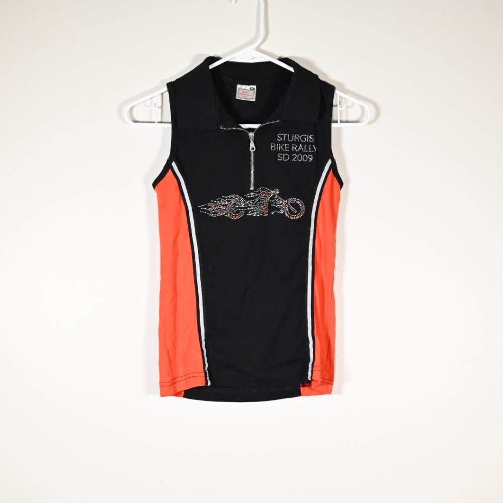 Sturgis Motorcycle Tank Top M Black Orange